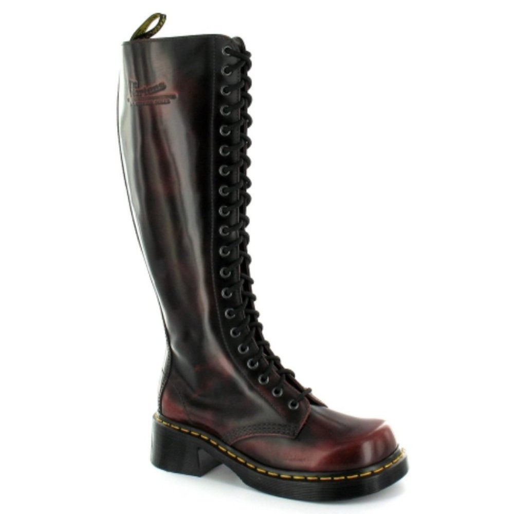 RARE Dr. Martens Jemma 20 Eye Cherry Red Rub Off Lace Up Boots Shoes | US 8